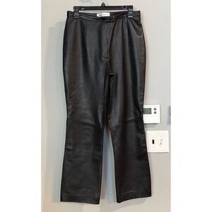 Valerie Stevens Petites Black Faux Leather Flared Pants Size‎ 8P